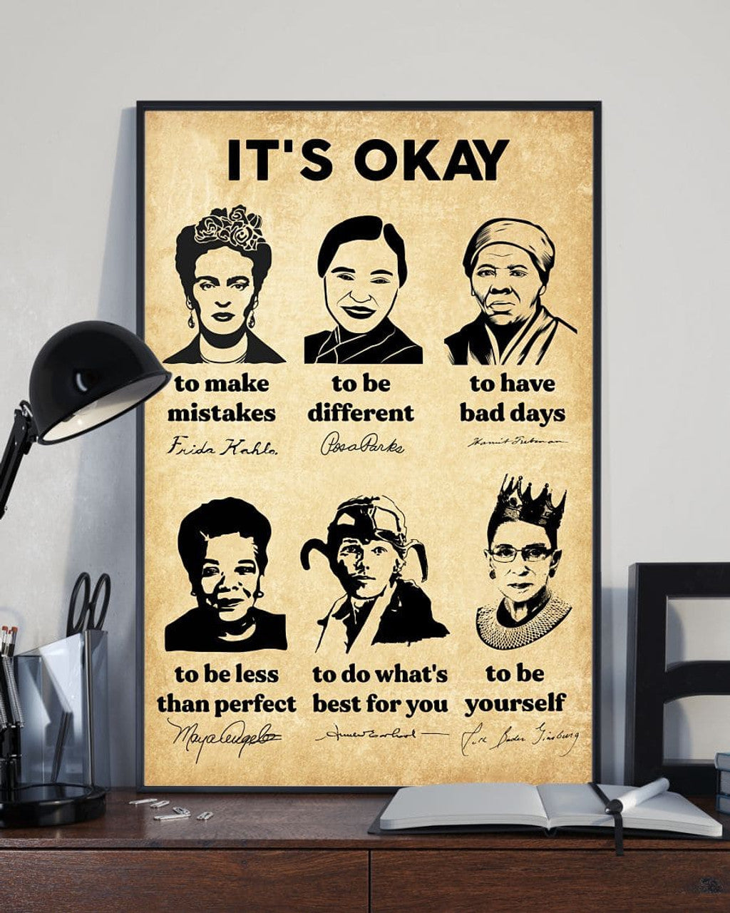 It’s Okay To Make Mistakes To Have Bad Days To Be Less Than Perfect To Do What’s Best For You To Be Yourself Feminists Vintage Poster and Canvas