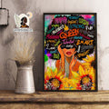 Black Queen Blessed Friend Honest Woke Bright Fun Love Confident Sunflower Poster and Canvas
