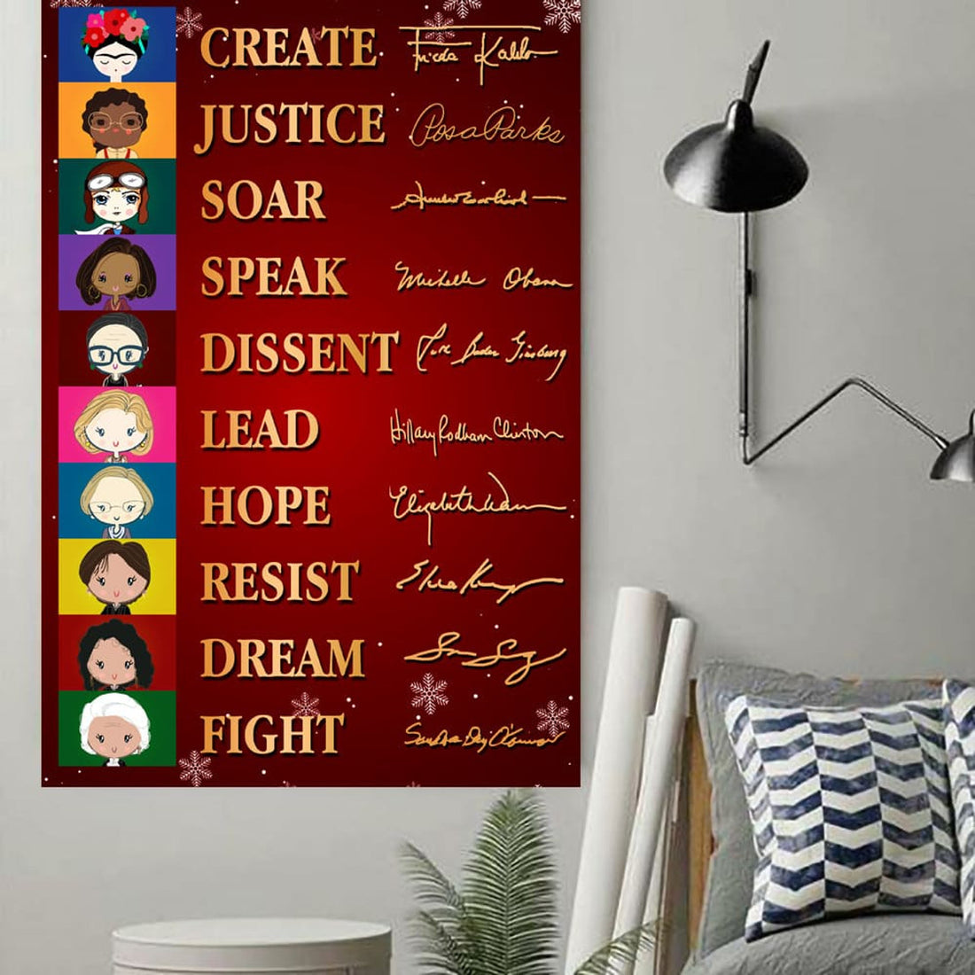 Create Justice Soar Speak Dissent Lead Hope Resist Dream Fight Feminists Christmas Poster and Canvas