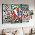 Be Still And Know That I Am God Psalm 46:10 Cardinal Birds House Winter Poster and Canvas