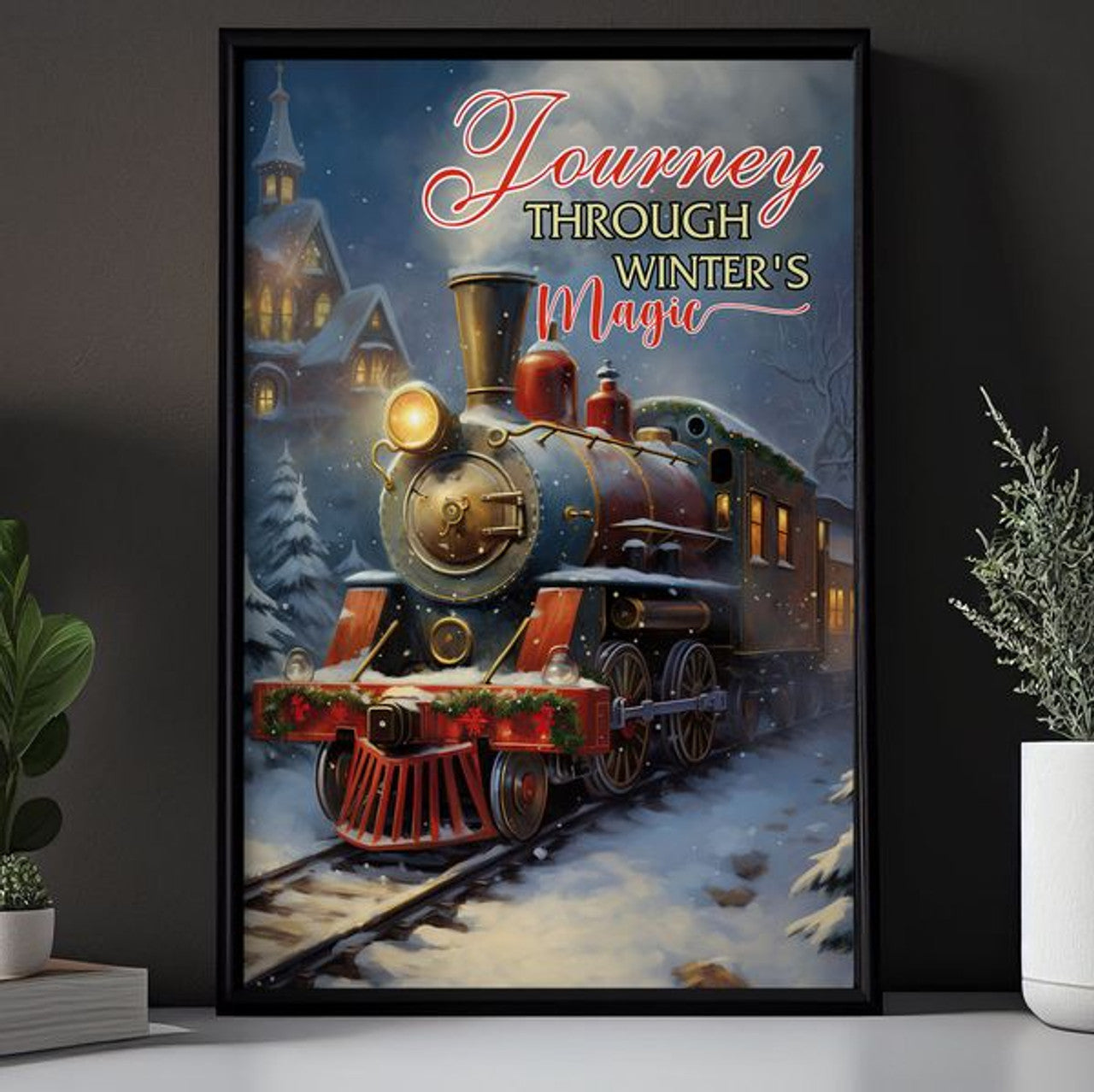Journey Through Winter’s Magic Train Winter Season Christmas Poster and Canvas