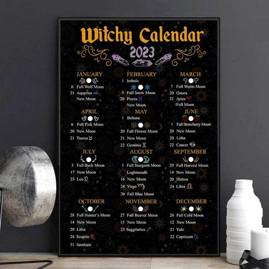 Witchy Calendar 2023 Poster and Canvas