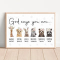 God Says You Are Unique Special Lovely Precious Beautiful Chosen Giraffe Lion Rabbit Giraffe Bear Raccoon Beautiful Flowers Poster and Canvas