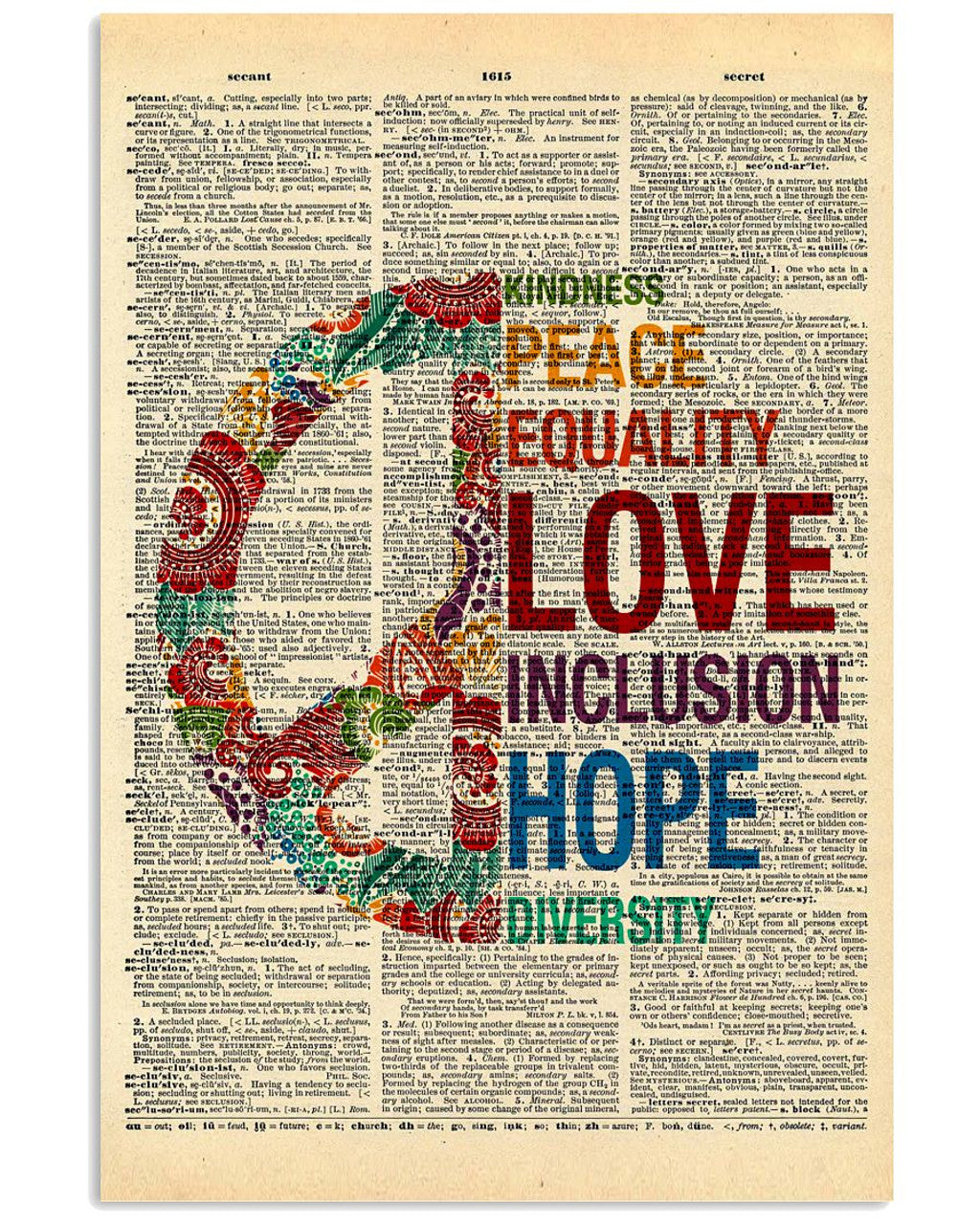 Kindness Peace Equality Love Inclusion Hope Diversity Pizza