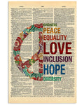 Kindness Peace Equality Love Inclusion Hope Diversity Pizza
