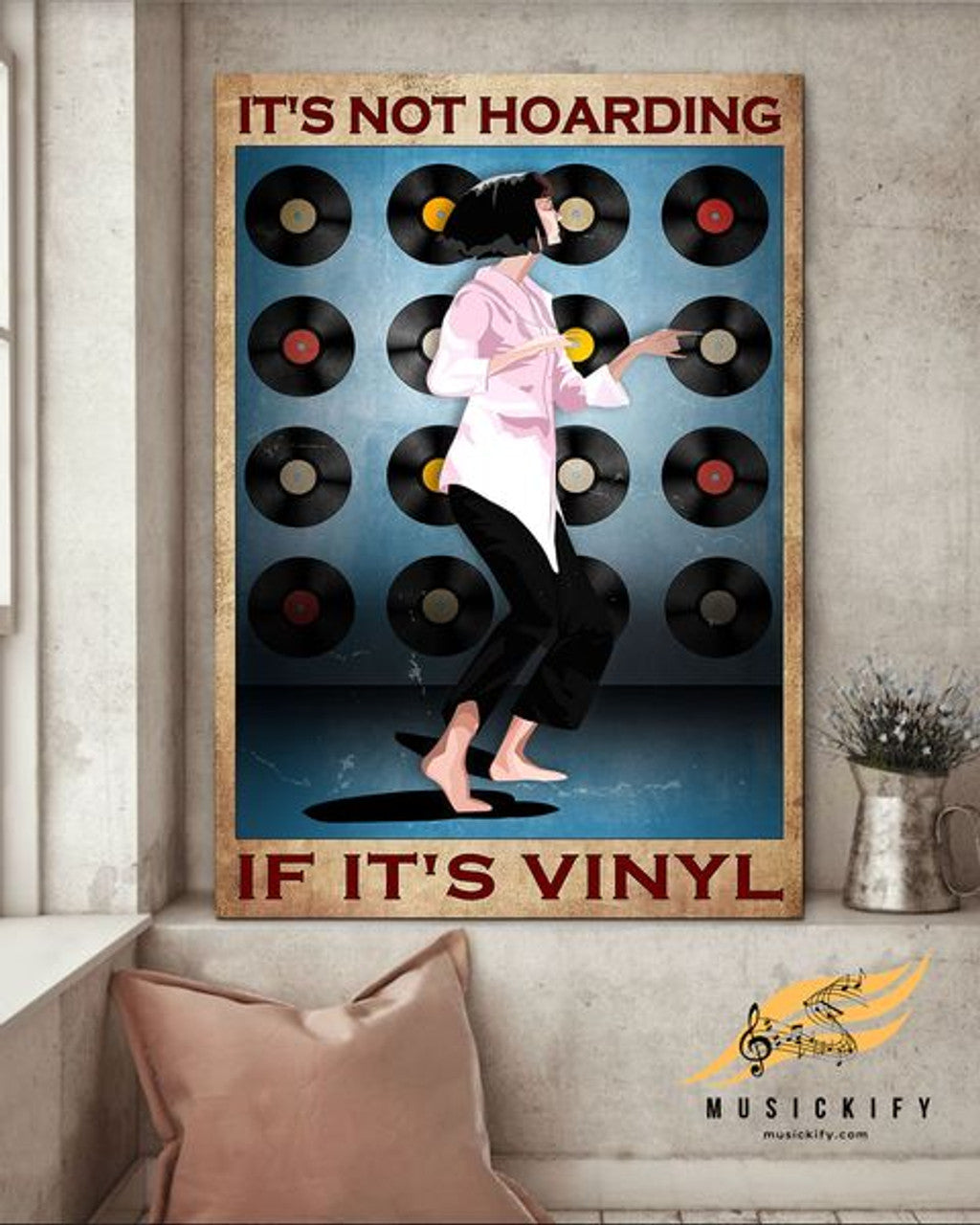 It’s Not Hoarding If It’s Vinyl Girl With Vinyl Records Poster and Canvas