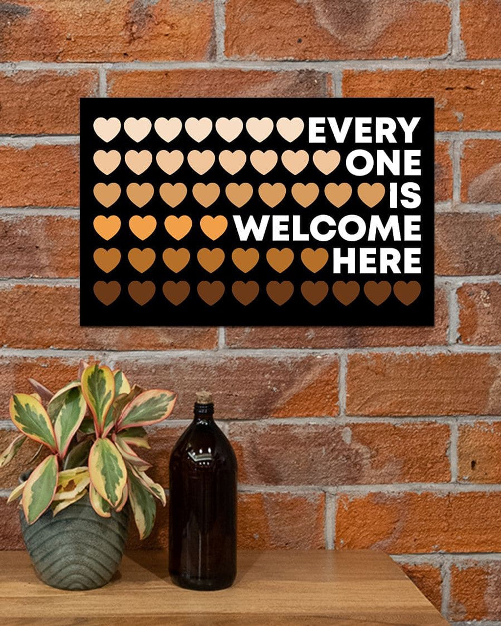 Everyone Is Welcome Here Hearts Poster and Canvas