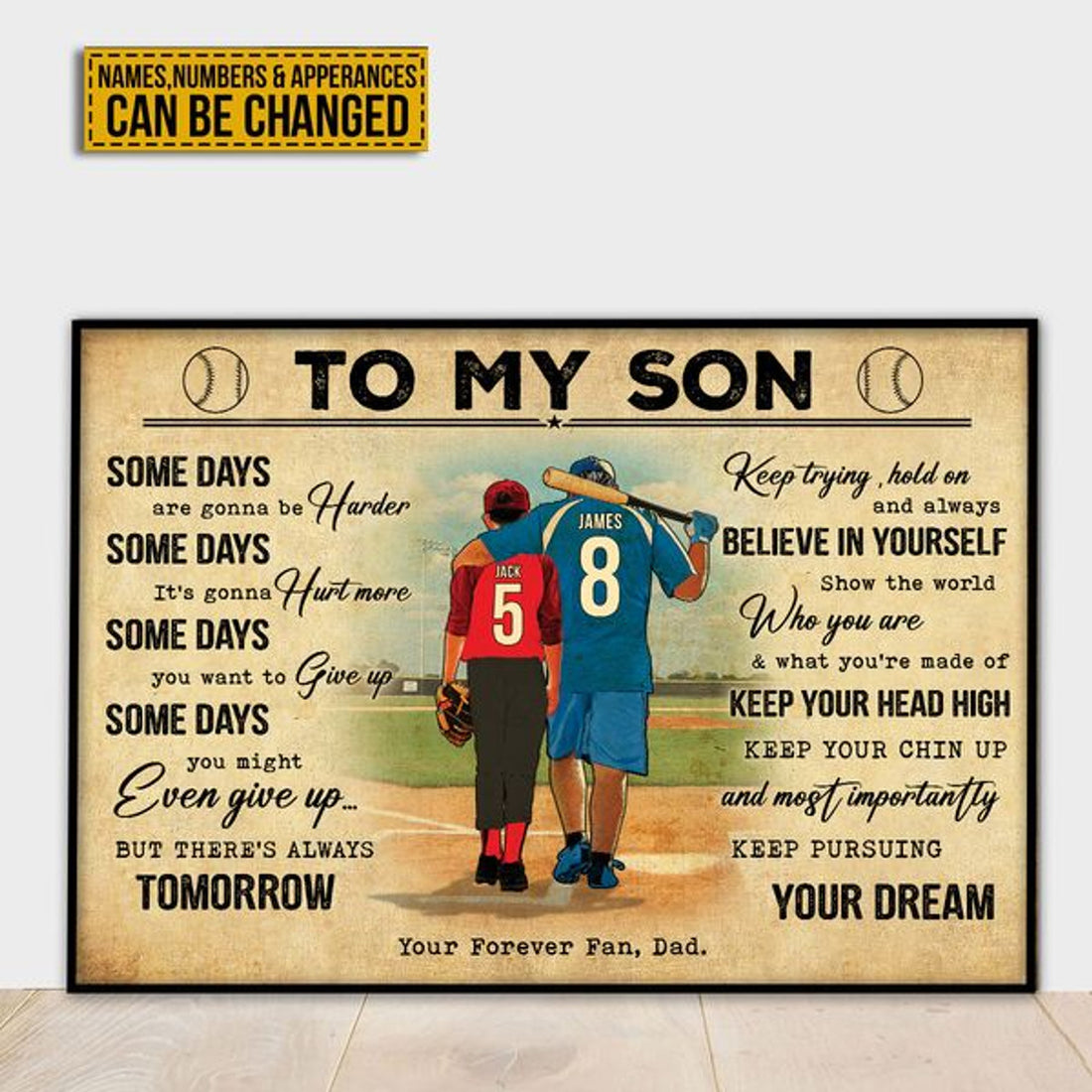 Custom To My Daughter Some Days Are Gonna Be Harder Some Days It’s Gonna Hurt More Baseball Player Father’s Day Customized Personalized Name/Number Poster and Canvas
