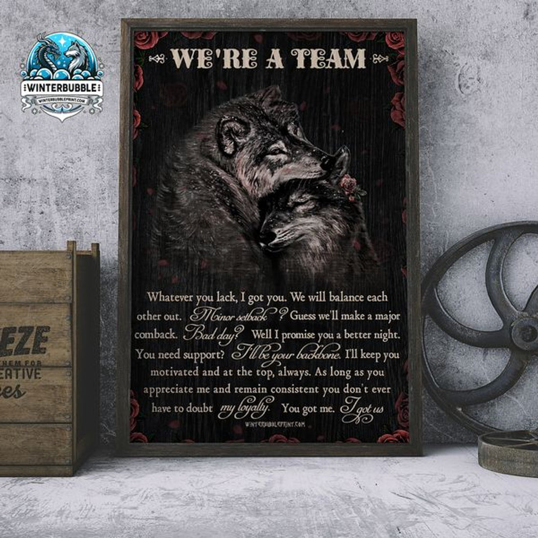 Custom We’re A Team Whatever You Lack I Got You We Will Balance Each Other Out Minor Setback Wolf Couple Poster and Canvas