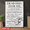 Custom Dear Dad Thank You For Being There Everyday With Just The Love And Guidance I’ve Needed Hourglass Customized Personalized Name/Number Poster and Canvas