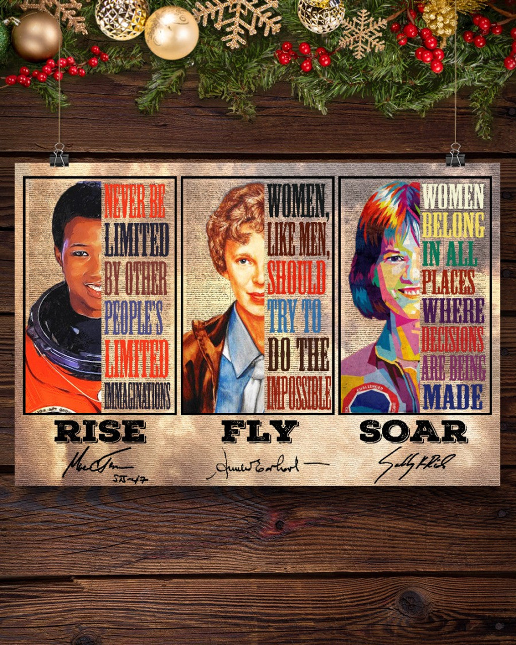 Rise Fly Soar Mae Jemison Marie Curie Sally K Ride Science Feminists Poster and Canvas