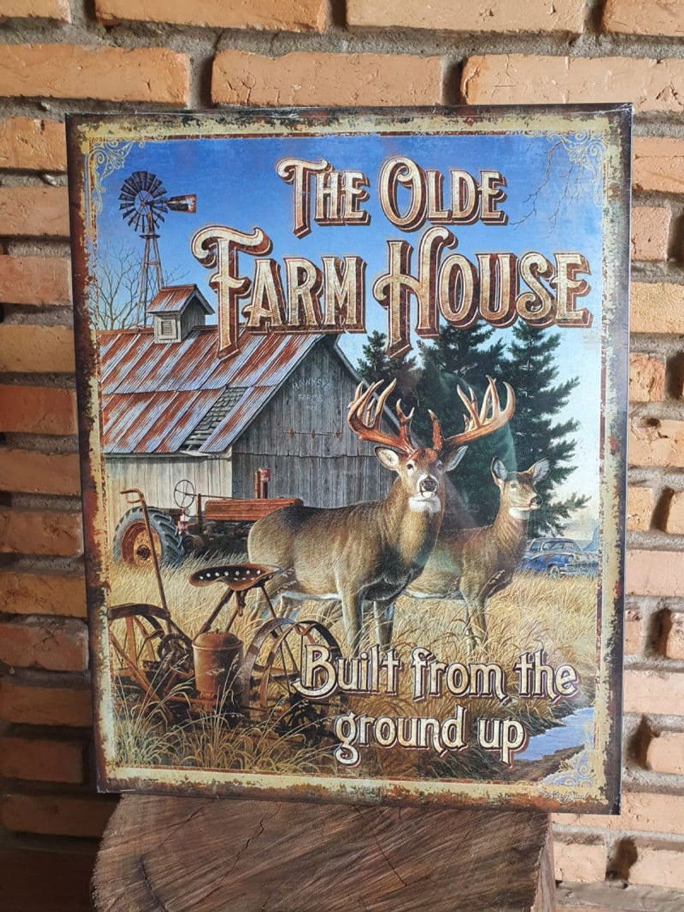 The Olde Farmhouse Built From The Ground Up Reindeers Poster and Canvas