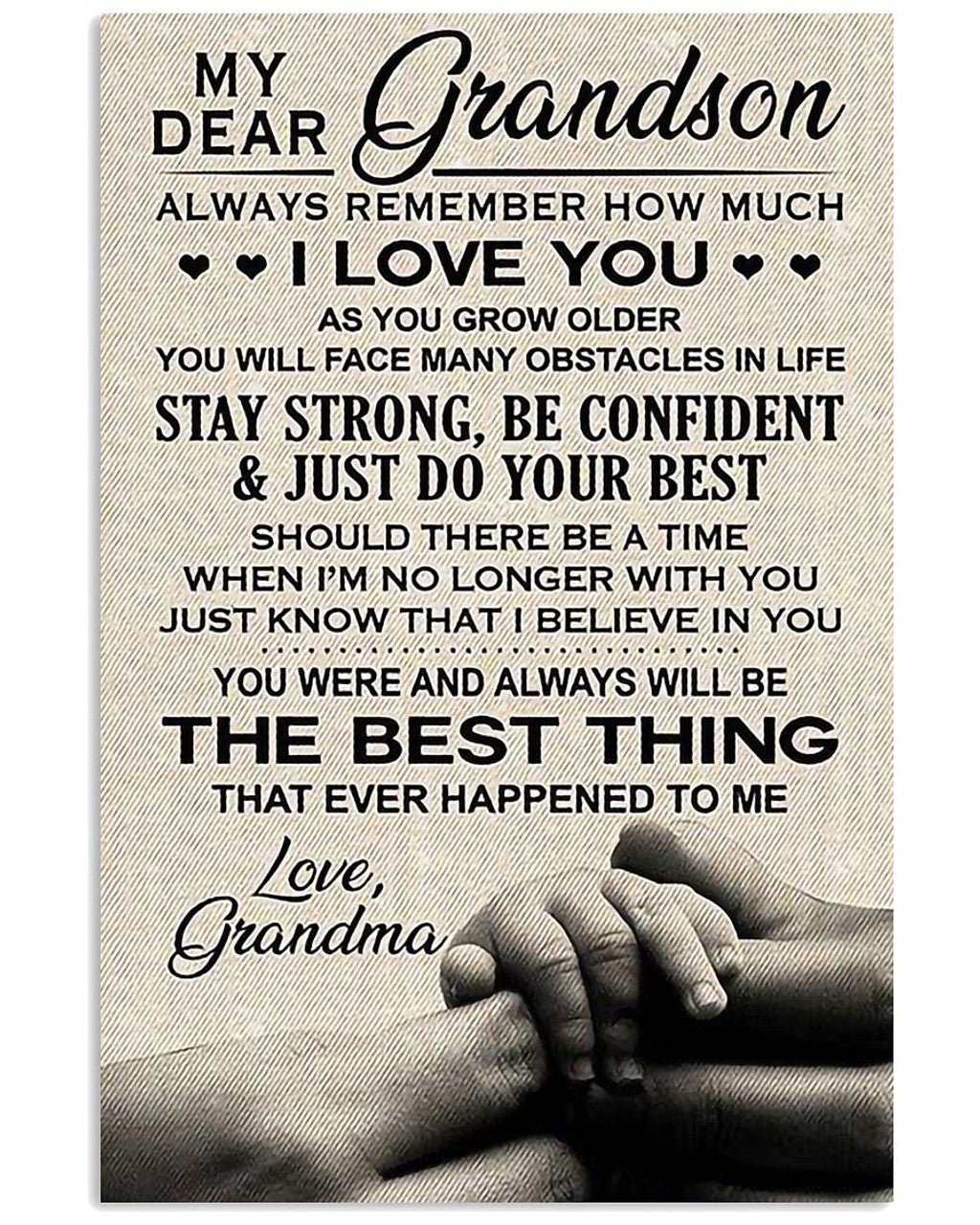 My Dear Grandson Always Remember How Much I Love You Love Grandma Poster and Canvas