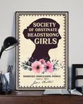 Society Of Obstinate Headstrong Girls Seriously Displeasing People Since 1813 Jane Austen Flowers Feminism Poster and Canvas