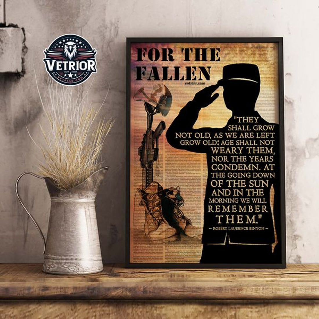For The Fallen They Shall Grow Not Old As We Are Left Grow Old Memorial Day Veteran Day Poster and Canvas