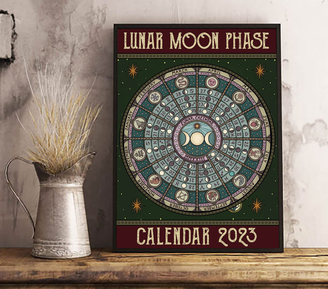 Lunar Moon Phase Calendar 2023 Samhain Poster and Canvas