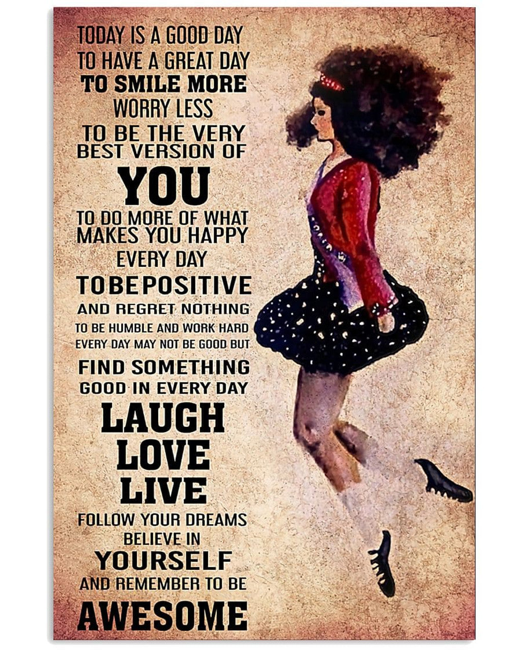 Today Is A Good Day To Have A Great Day To Smile More Worry Less To Be The Best Version Of You Young Black Girl Antiracism Vintage Poster and Canvas