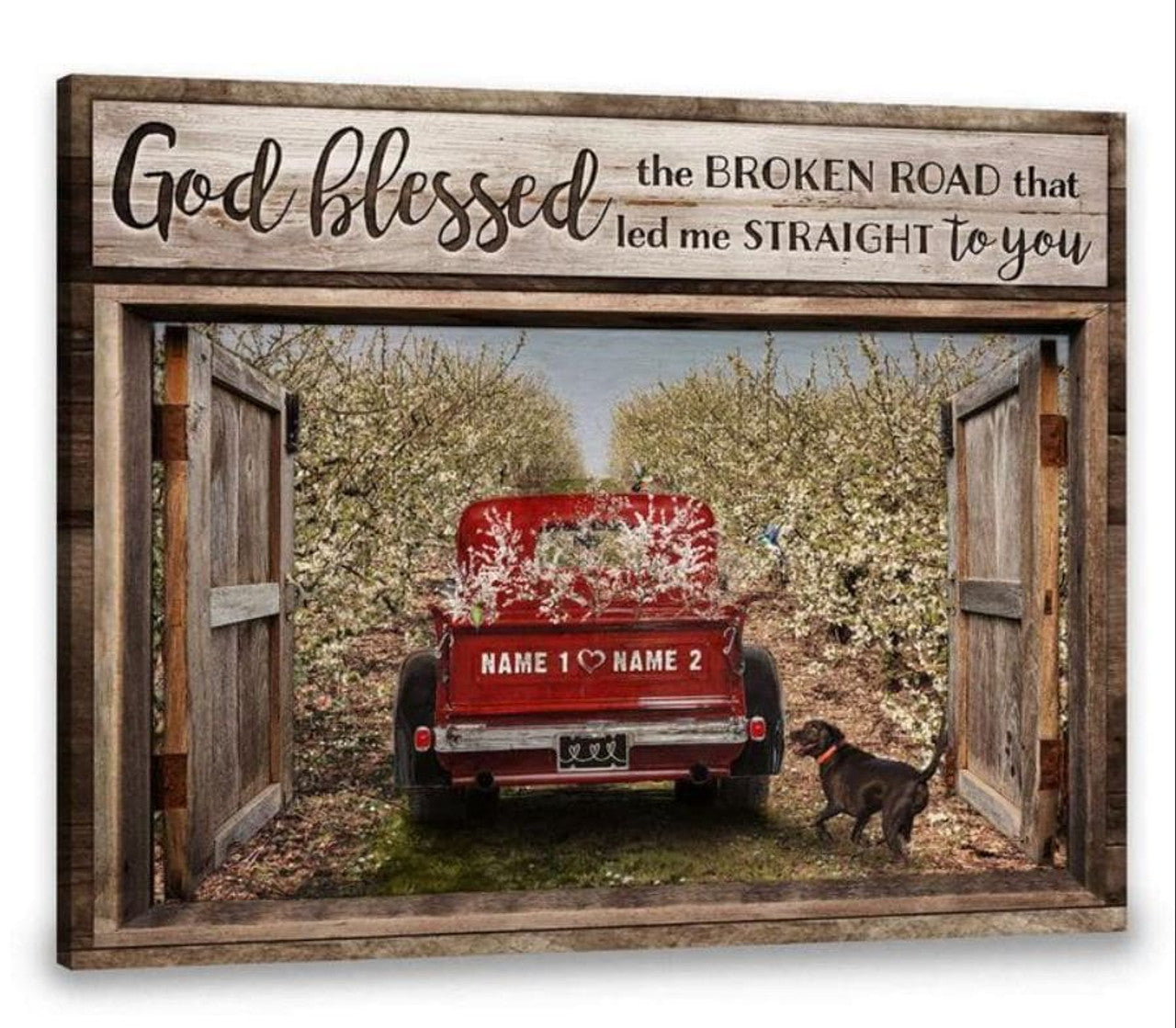 Custom God Blessed The Broken Road That Led Me Straight To You Car Dog Garden Window Customized Personalized Name/Number Poster and Canvas