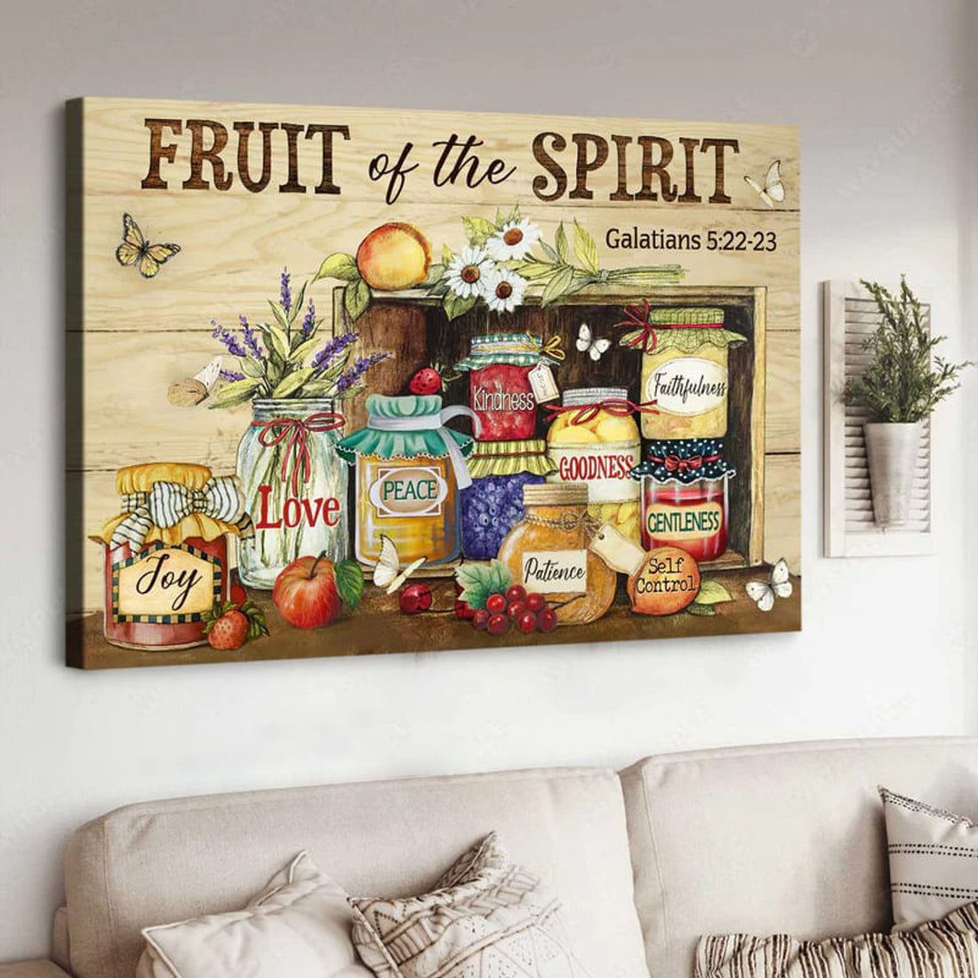 Fruit Of The Spirit Galatians 5:22-23 Butterflies Poster and Canvas