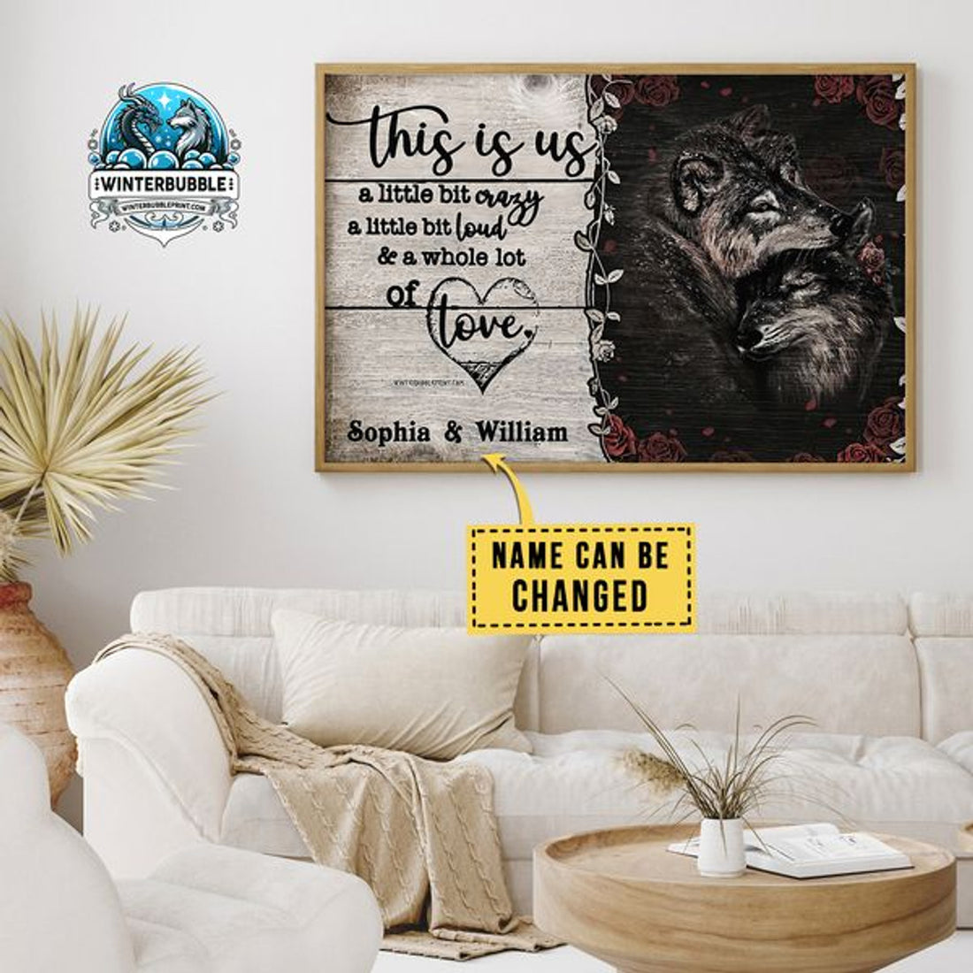 Custom This Is Us A Little Bit Of Crazy And Whole Lot Of Love wolf Customized Personalized NAME/NUMBER Poster and Canvas