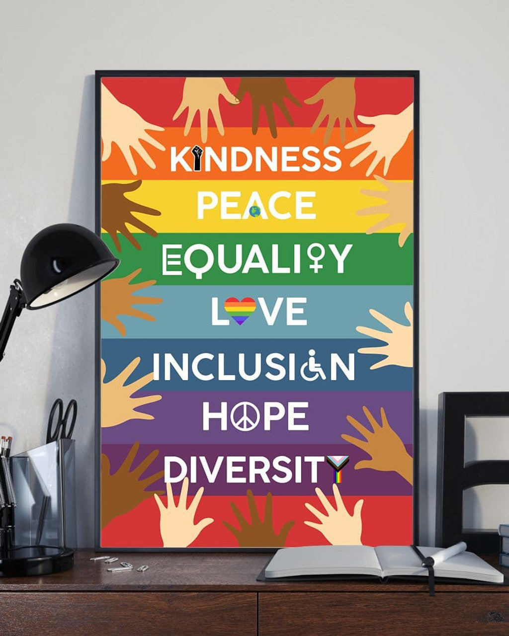 Kindness Peace Equality Love Inclusion Hope Diversity Lgbt Human Rights Poster and Canvas