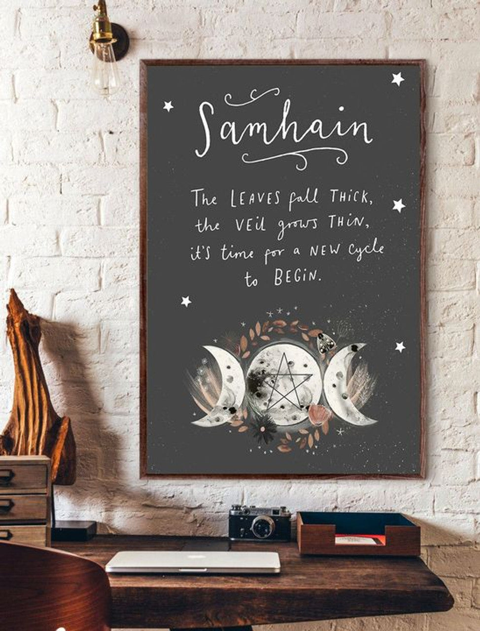 Samhain The Leaves Fall Thick The Veil Grows Thin It’s Time For A New Cycle To Begin Poster and Canvas