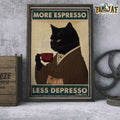 More Espresso Less Depresso Black Cat In Japanese Costume Poster and Canvas