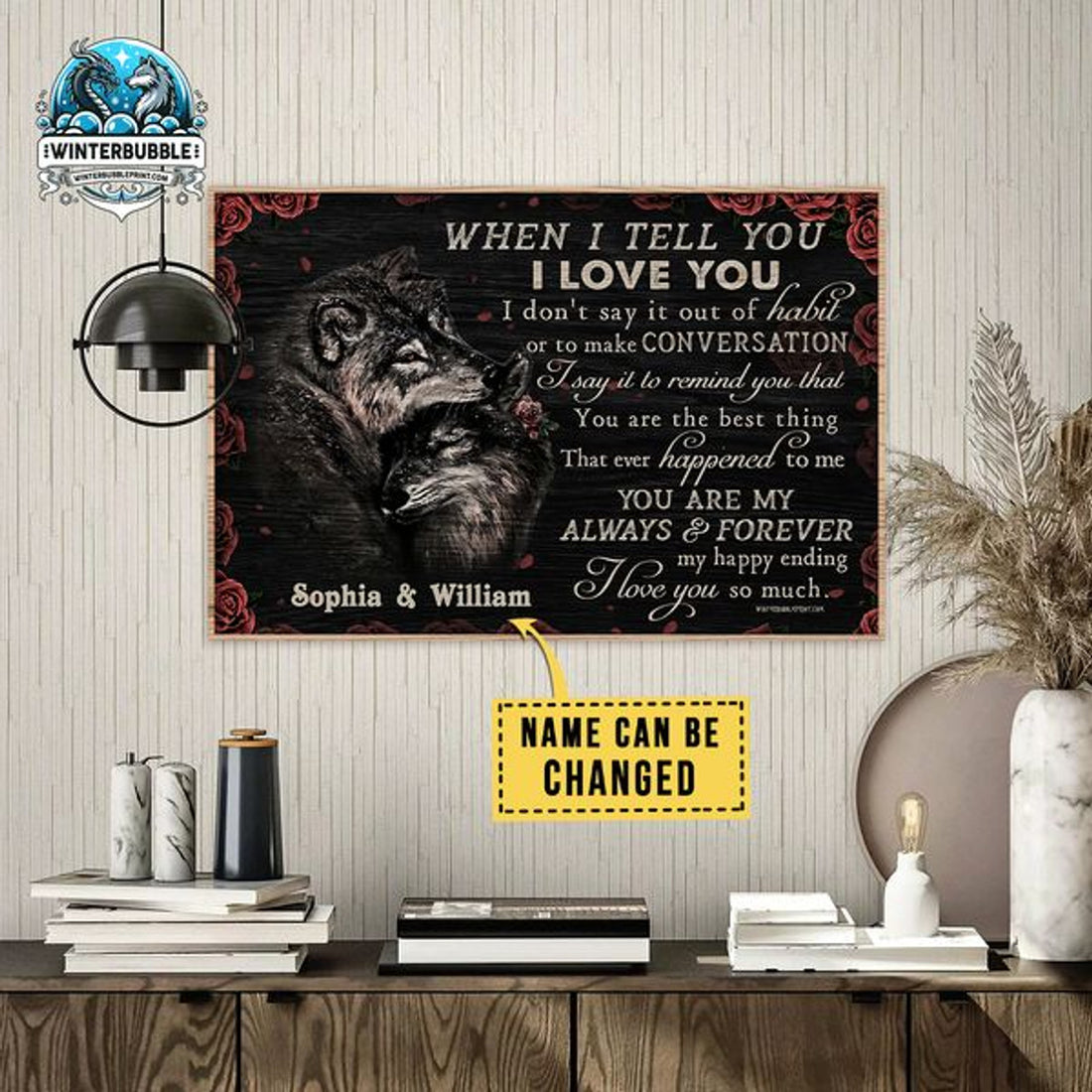 Custom When I Tell You I Love You I Don’t Say It Out Of Habit Or To Make Conversation You Are My Always And Forever Wolf Couple Customized Personalized Name/Number Poster And Canvas