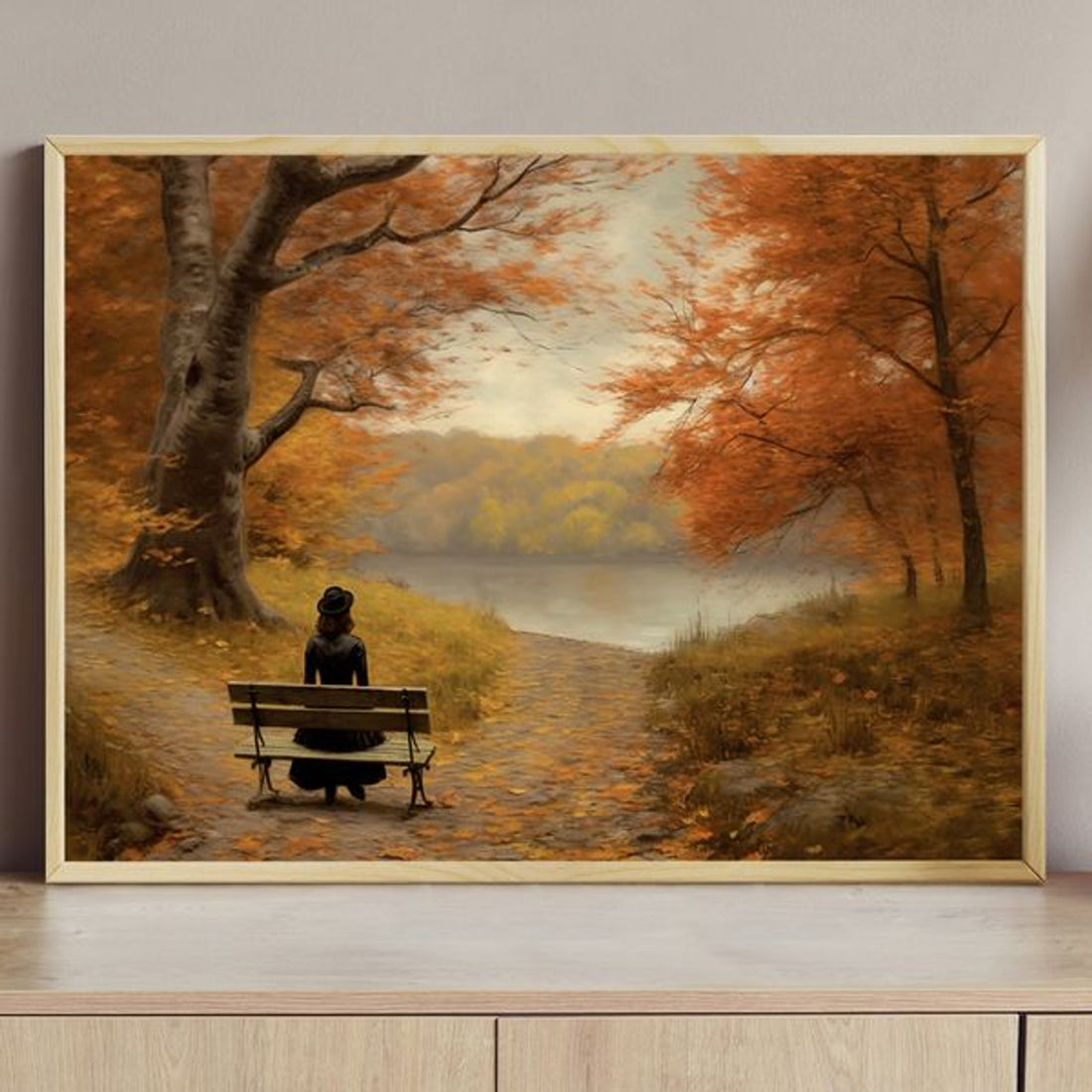 Lady On The Chair Lake Autumn Thanksgiving Poster and Canvas