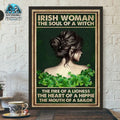 Irish Woman The Soul Of A Lioness The Heart Of A Hippie The Mouth Of A Sailor Happy Saint Patrick’s Day Poster and Canvas