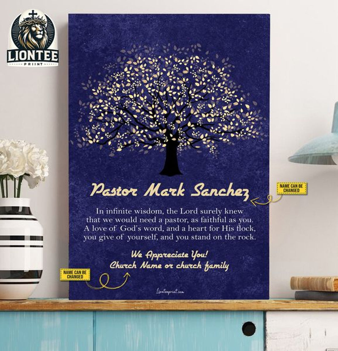 Custom Pastor In Infinite Wisdom The Lord Surely Knew That We Would Need A Pastor We Appreciate You Flower Tree Customized Personalized Name/Number Poster and Canvas