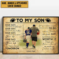 Custom To My Son Be Strong When You Are Weak Be Brave When You Are Scared Be Humble When You Are Victorious Be Badass Everyday Rugby Player Father’s Day Customized Personalized Name/Number Poster and Canvas