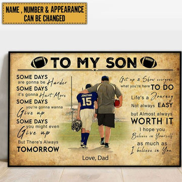 Custom To My Son Be Strong When You Are Weak Be Brave When You Are Scared Be Humble When You Are Victorious Be Badass Everyday Rugby Player Father’s Day Customized Personalized Name/Number Poster and Canvas