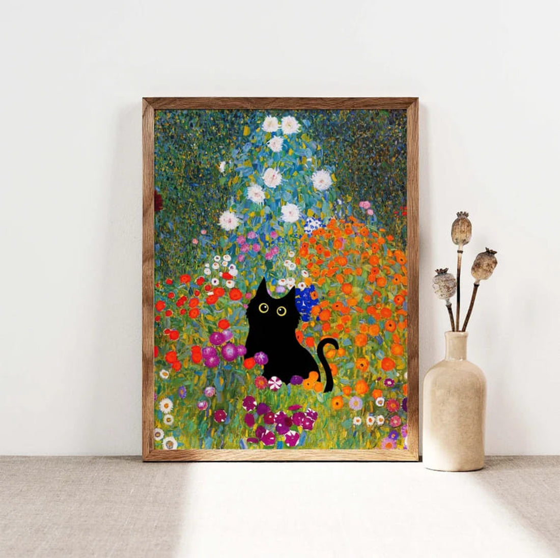 Gustav Klimt Garden Cat Poster and Canvas
