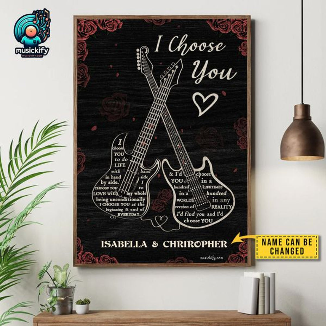 Custom I Choose You Couple Guitar Customized Personalized Name/Number Poster and Canvas