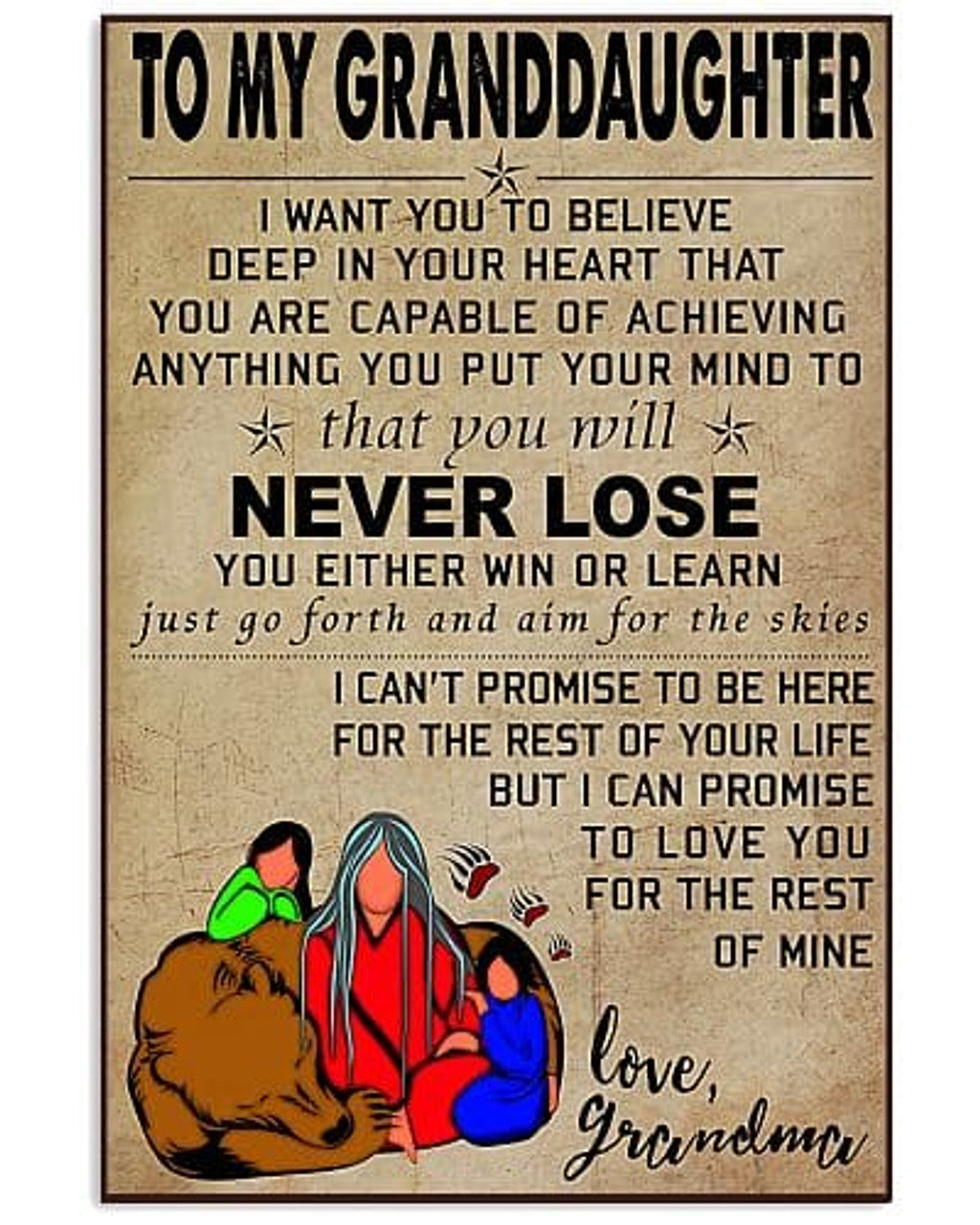 To My Granddaughter I Want You To Believe That You Will Never Lose You Either Win Or Learn Love Grandma Wolf Poster and Canvas