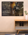 Custom Lacrosse Blessing May Each Practice Be Full Of Hustle And Great Passing Christian Cross Lacrosse Player Customized Personalized Name/Number Poster and Canvas