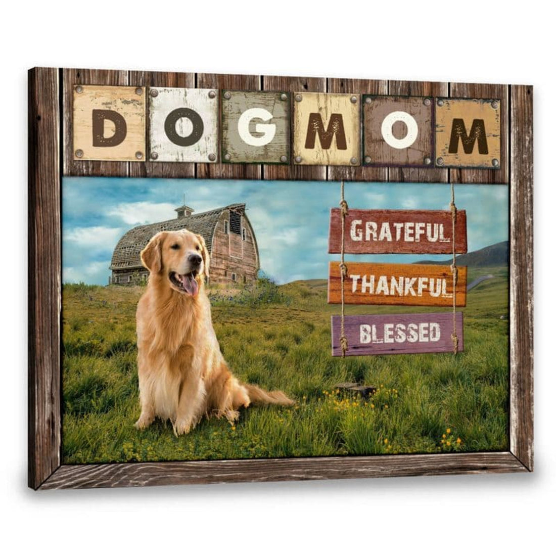 Dog mom grateful thankful blessed golden dog farmhouse Poster and Canvas