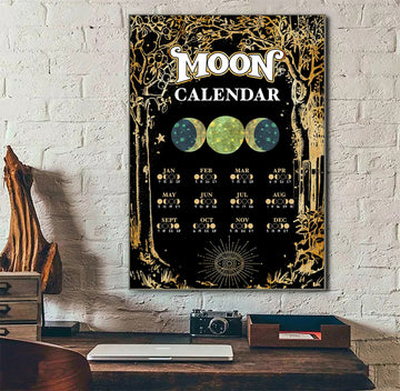 Moon Calendar Moon Phase Monthly Poster and Canvas