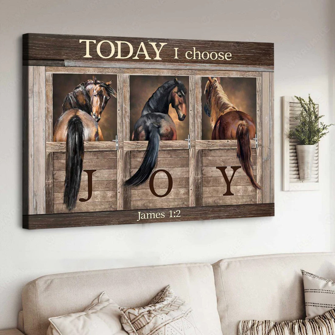 Today I Choose Joy James 1:2 Farm Horses Poster and Canvas