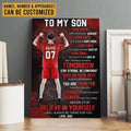Custom To My Son Some Days Are Gonna Be Harder Some Days It’s Gonna Hurt More Football Player Father’s Day Customized Personalized Name/Number Poster and Canvas