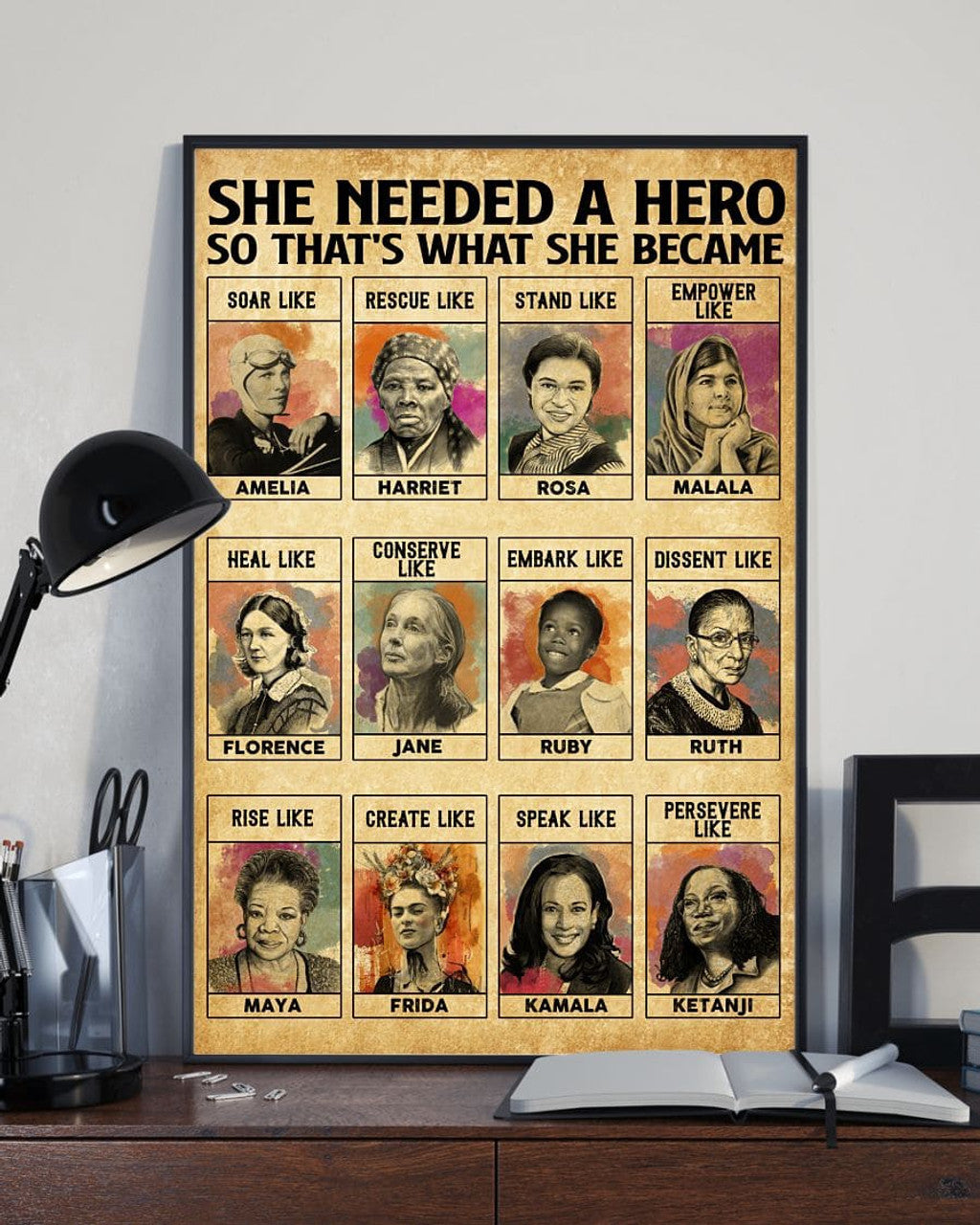She Needed A Hero So That’s What She Became Soar Like Amelia Rescue Like Harriet Feminists Vintage Poster and Canvas