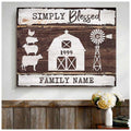 Custom Simply Blessed Farmhouse Windmill Cattle Customized Personalized Name/Number Poster and Canvas