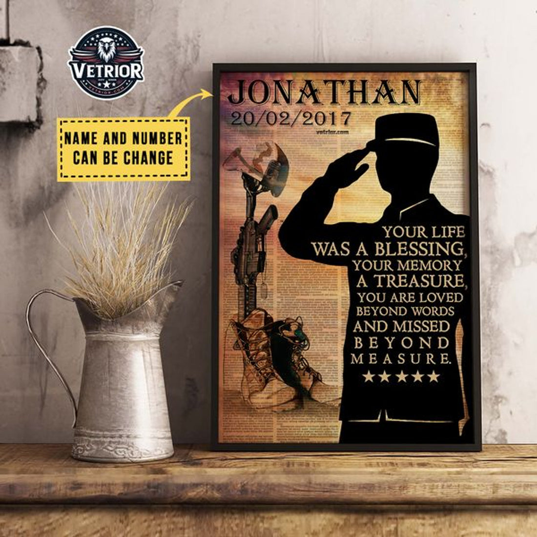 Custom Your Life Was A Blessing Your Memory A Treasure You Are Loved Beyond Words And Missed Beyond Measure Veteran Day Customized Personalized Name/Number Poster and Canvas