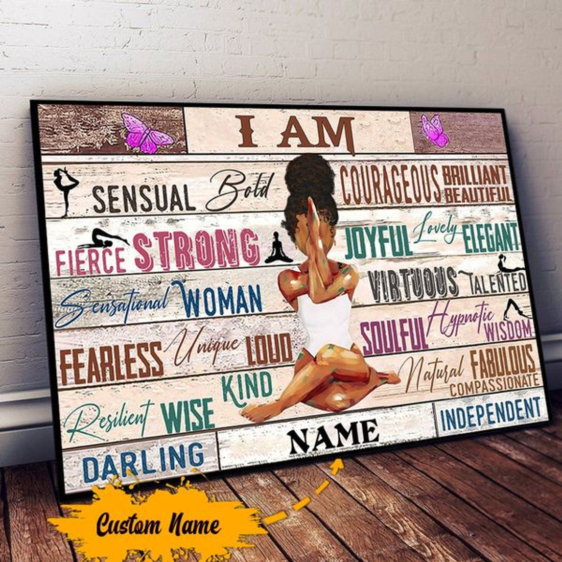 Custom I Am Sensual Fierce Strong Bold Courageous Brilliant Joyful Black Girl Customized Personalized Name/Number Poster and Canvas