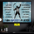 Custom I Am Hockey Player I Am Strong Passionate Fearless Gutsy Customized Personalized Name/Number Poster and Canvas