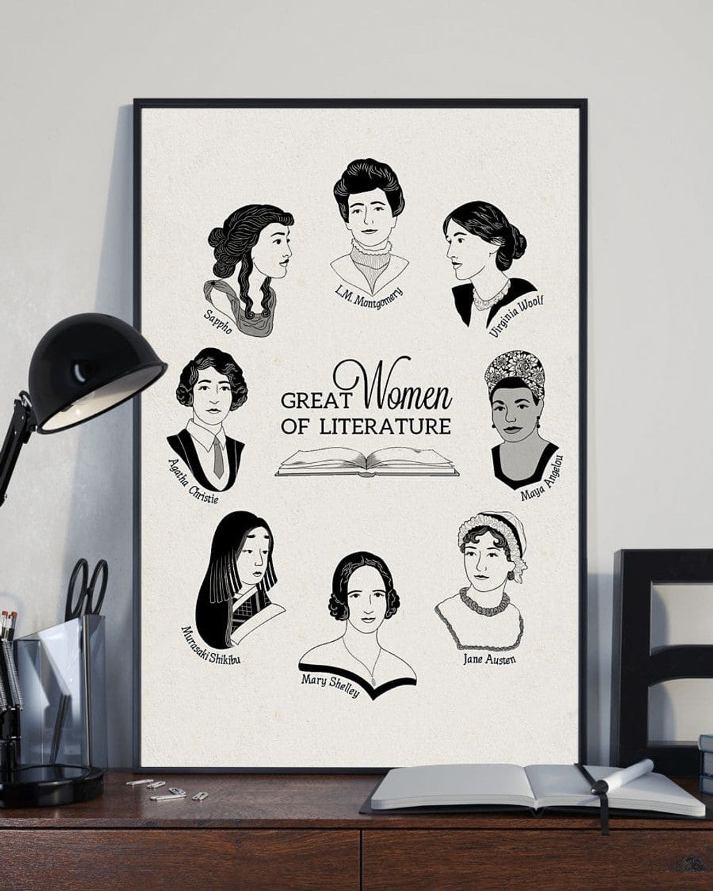 Great Women Of Literature Sappho Agatha Christie Mary Shelley Feminism Poster and Canvas