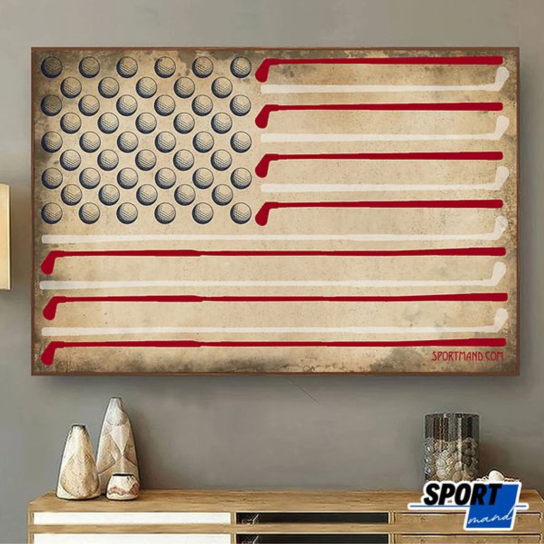Golf American Flag Graphic Poster and Canvas