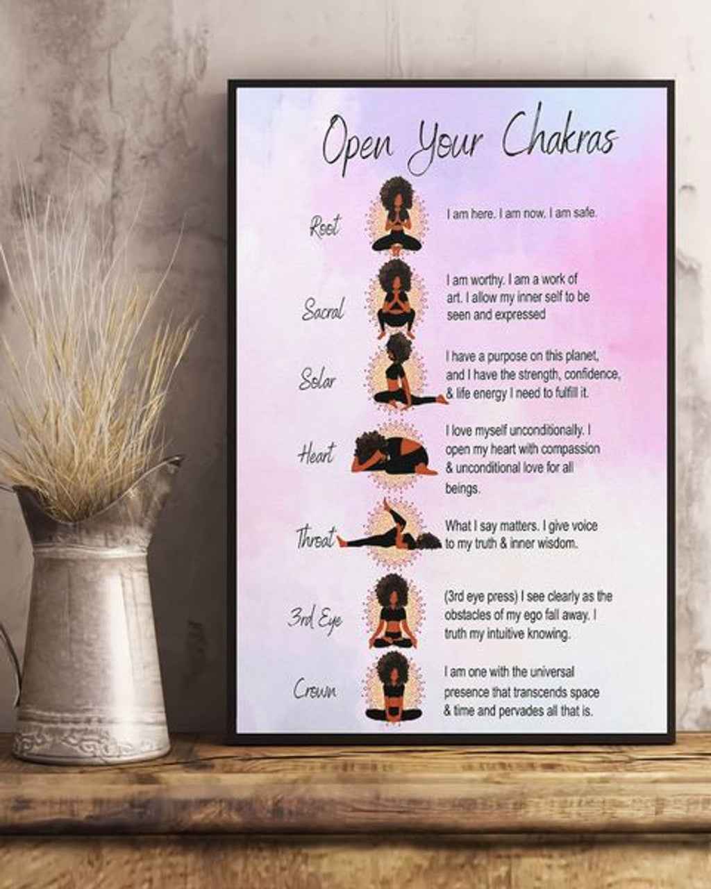 Open Your Chakras Yoga Postures Poster and Canvas