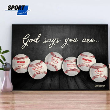 God Says You Are Unique Special Lovely Precious Strong Chosen Baseball Poster and Canvas